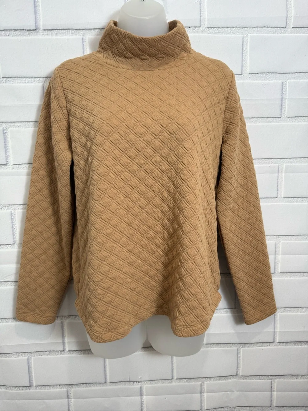 J.Crew Textured Turtleneck Sweater Camel Tan Size XS Cozy Chic neutral style
